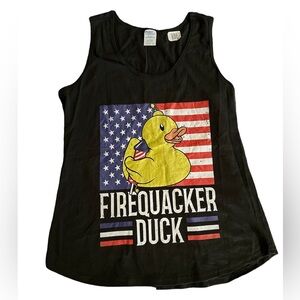 Port & Company Black Sleeveless “Firequacker Duck” XL Flare T Shirt Brand New
